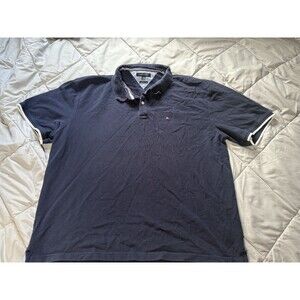 Tommy Hilfiger Mens Polo Shirt Men's 4XL Navy Blue Logo Short Sleeves